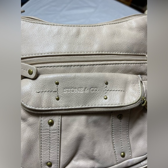 Vintage Stone & Co. Brown Tan Leather Shoulder Bag Purse - Picture 2 of 9